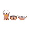 Copper Tableware Serving Set - Dinnerware Combo (1 Bucket, 1 Kadhai, 1 Handi), 3 Pieces