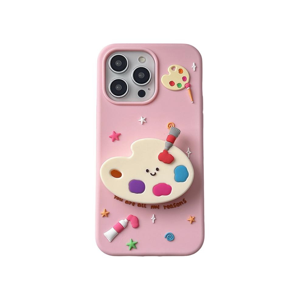 Cute Creative 3D Colorful Palette Phone Case for IPhone 13 14 15 16 Pro Max 15pro 15Plus Shockproof Silicone Lovely Back Cover