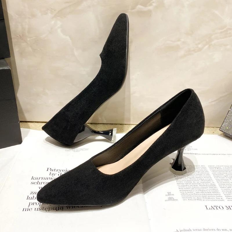 Fashion Socialite Style Women's Flats Diamonds Comfortable Work Shoes High Heel Thin Heel Design Spring 2024 New Arrival