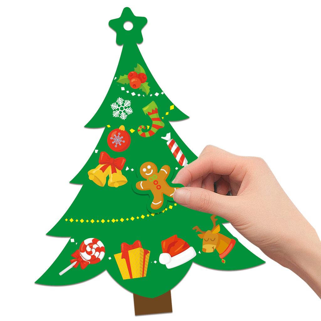 Cartoon Christmas Tree Theme DIY Card Stickers, Christmas Tree Decoration Christmas Gifts