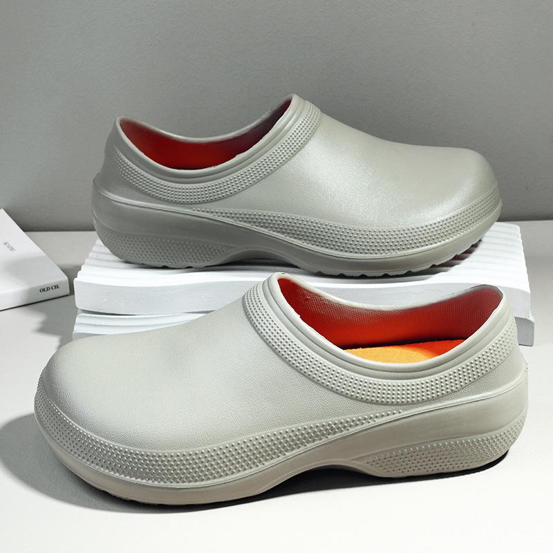 Non-Porous Bag Heel Hole Shoes Hotel Canteen Restaurant Waterproof Chef Shoes Men'S Casual Non-Slip Wear-Resistant Work Shoes Men