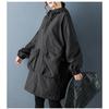 DIMANAF 2025 Plus Size Autumn Winter Plus Size Women Coat Long Sleeve Jackets Casual Loose Outerwear Black Zipper
