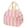 Practical Striped Pattern Insulated Lunch Bag Large Capacity Handheld Lunch Box Bag Fresh-Keeping Leakproof Mommy Bag