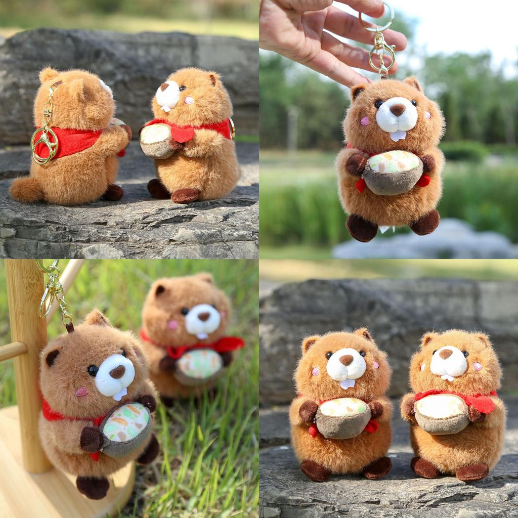 Hug Bowl Marmota Plush Pendant With Soft Filling For Travel Bag Decoration