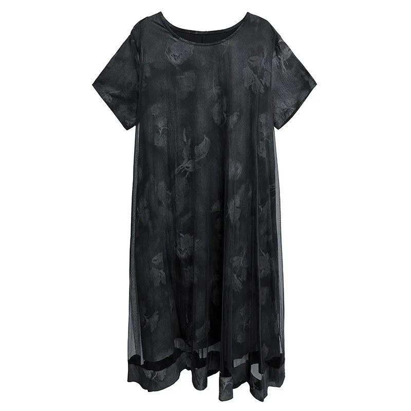 

XITAO Print Patchwork Gauze Female Dress ZMY1239 One Size чёрный