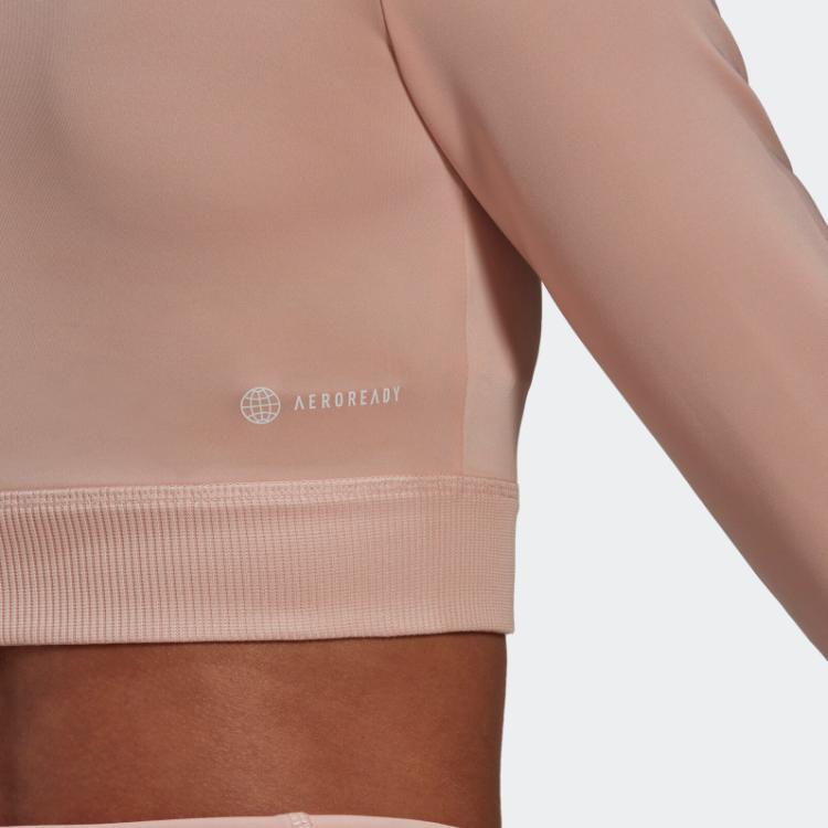 Adidas Solid Color Sports Fitness Long Sleeve T-Shirt Women Tops Pink HM3181