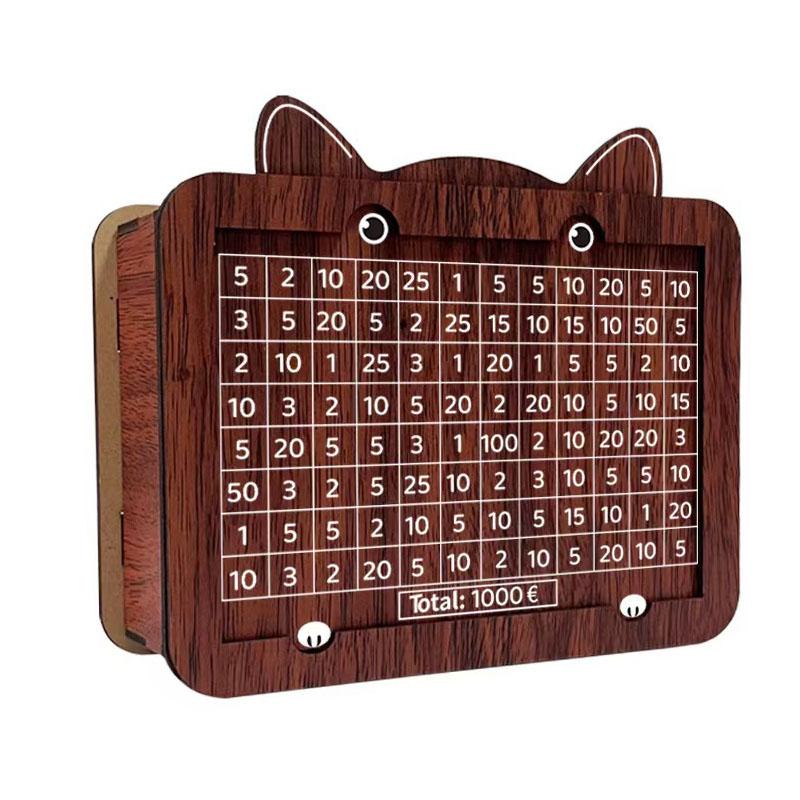 

1000/2000/3000/5000/10000 Euro Money Box Wooden Piggy Bank Money Vault Savings Box Challenge Cash Storage Case