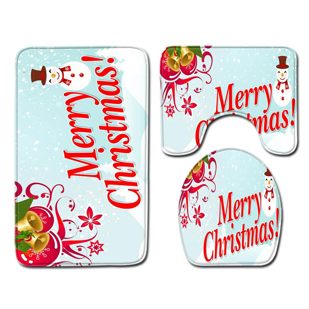 Christmas Bathroom Floor Mat Toilet Three-Piece Set