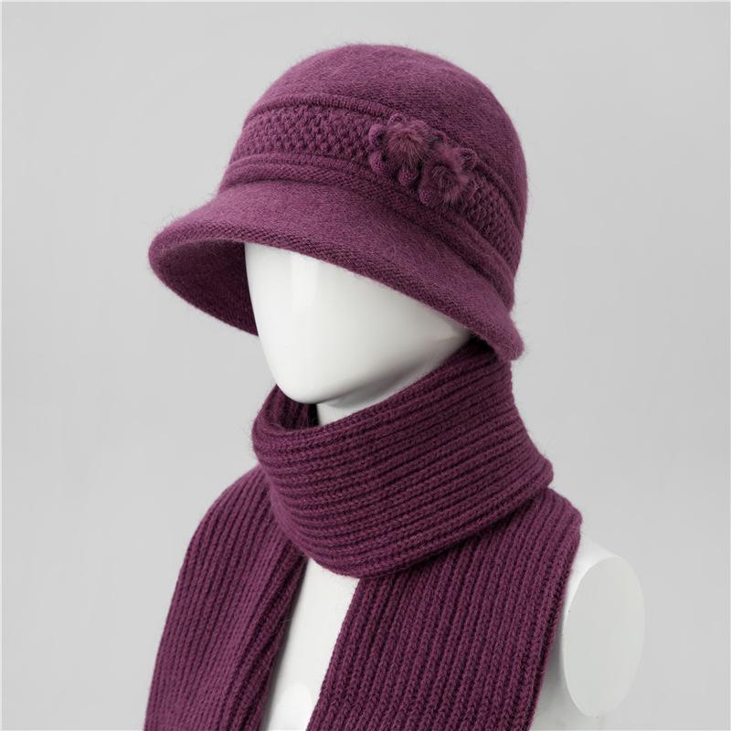 Hat Female Mother Day Thickened Thermal Hat Grandmother Old Lady Rabbit Wool Knitted Hat Cold Proof