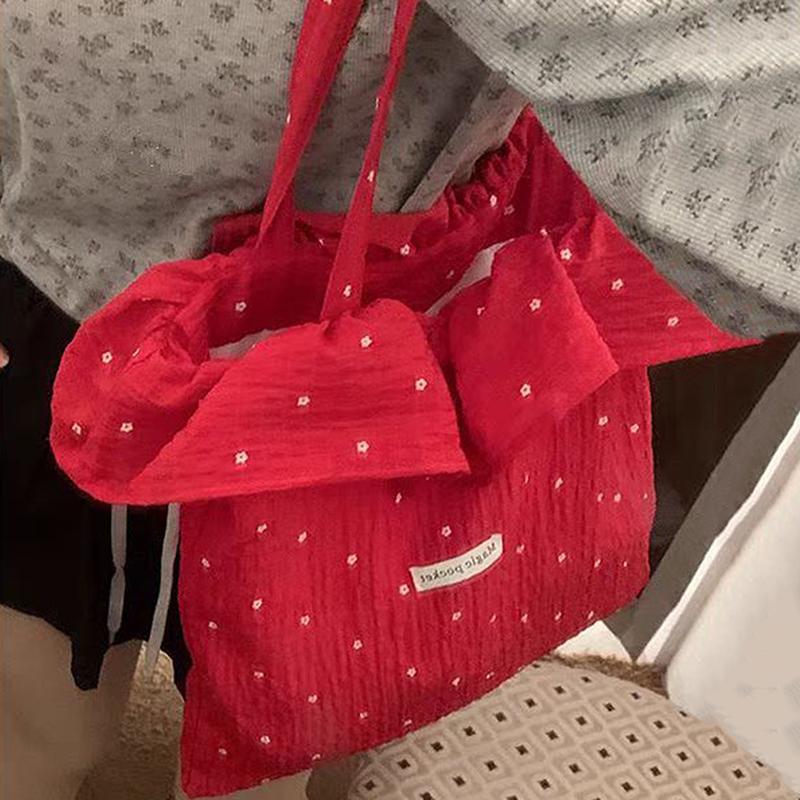 Women Tote Bag Polka Dot Handbag Large Capacity Vacation Chiffon Pack Pleated Underarm Pouch Shopping Work Shoulder Bags белый 817₽