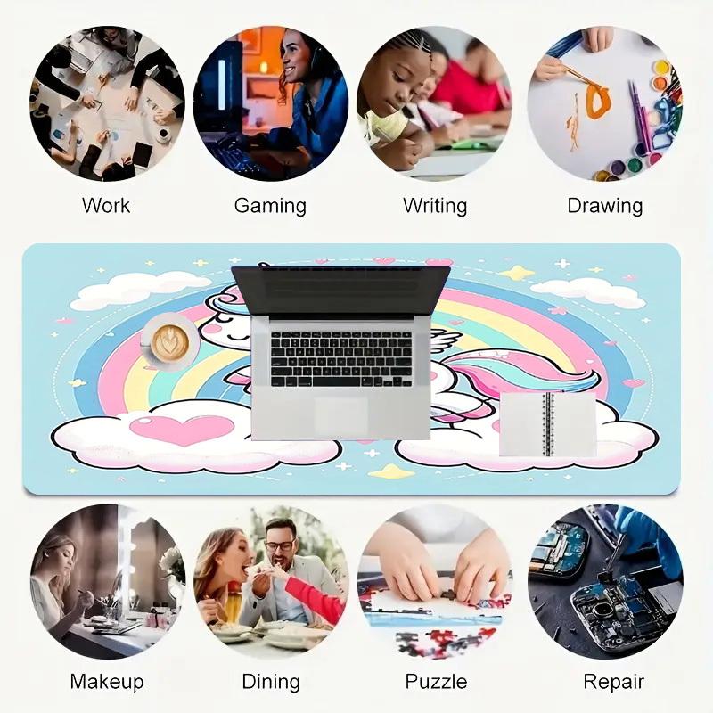 1PC Unicorn Rainbow Oversized Mouse Pad - Non-Slip Rubber Base Perfect for Office School Esports Home Decor Desk Mat 253A