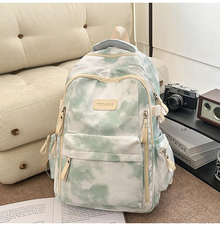 Schoolbag Personality Trend Tie-dye Backpack Male and Female Versatile College Student School Bag Fashion Large Capacity Junior High School Student