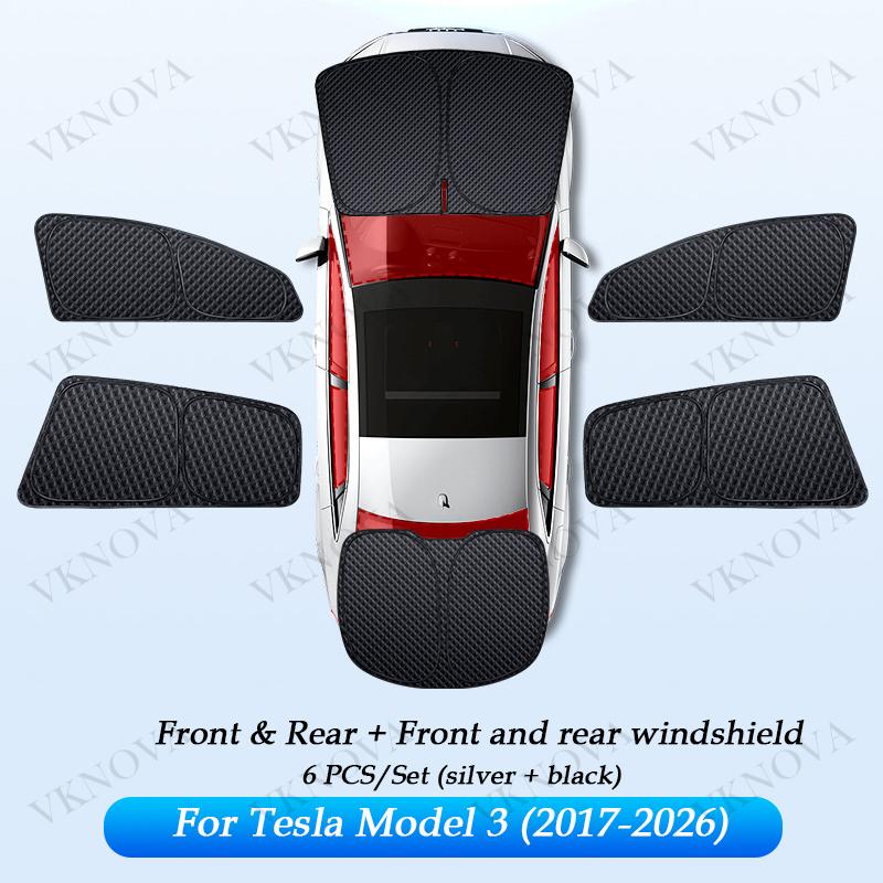 For Tesla Model YL 3 Y Juniper Highland 2025-2017 Upgraded Sunshade Side Window Shade Cover Windshield Sun Visor Privacy CampingWindshield Sunshades
