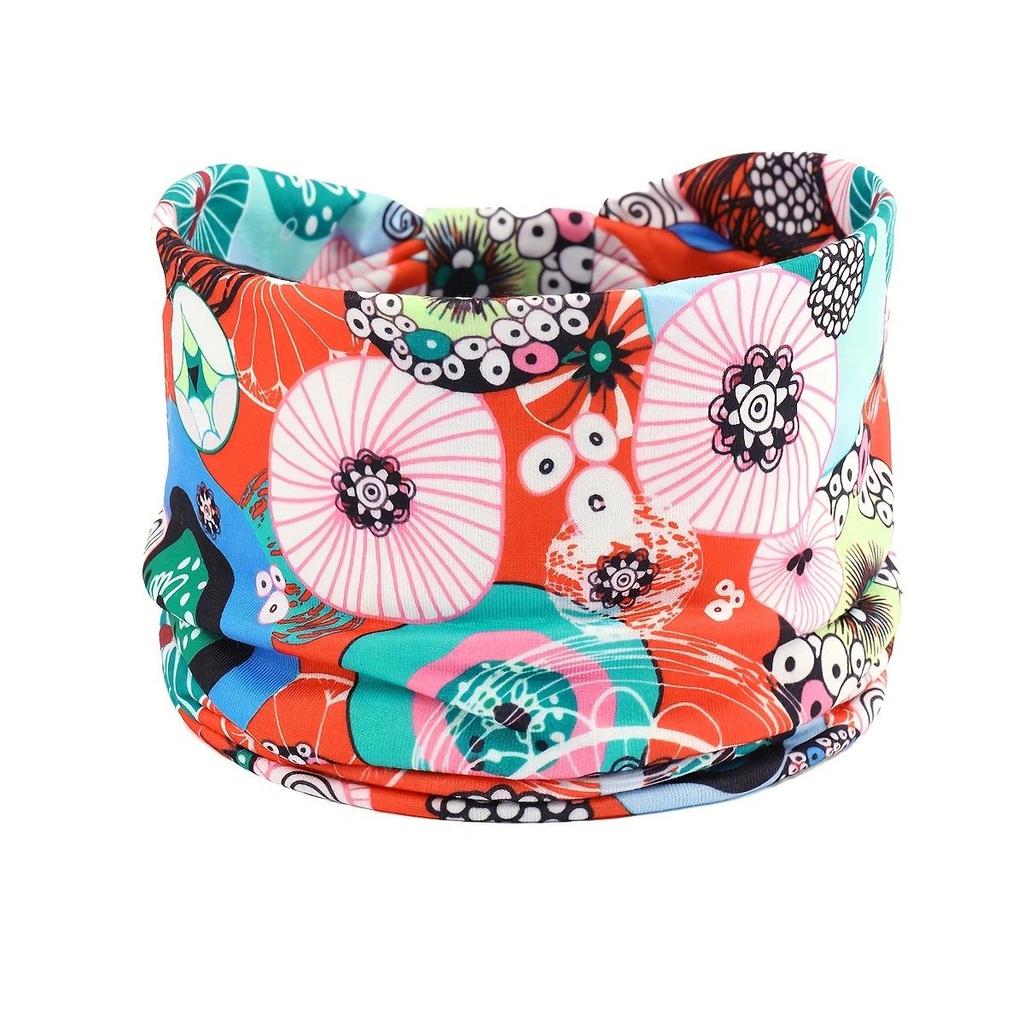 Women's Bohemian Cashew Yoga Headband - Sweat-Absorbing, Elastic Cotton Hair Accessory