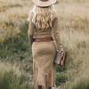 Ladies Vintage Western Lapel Front Zipper Tassel Long Sleeve Medium Dress