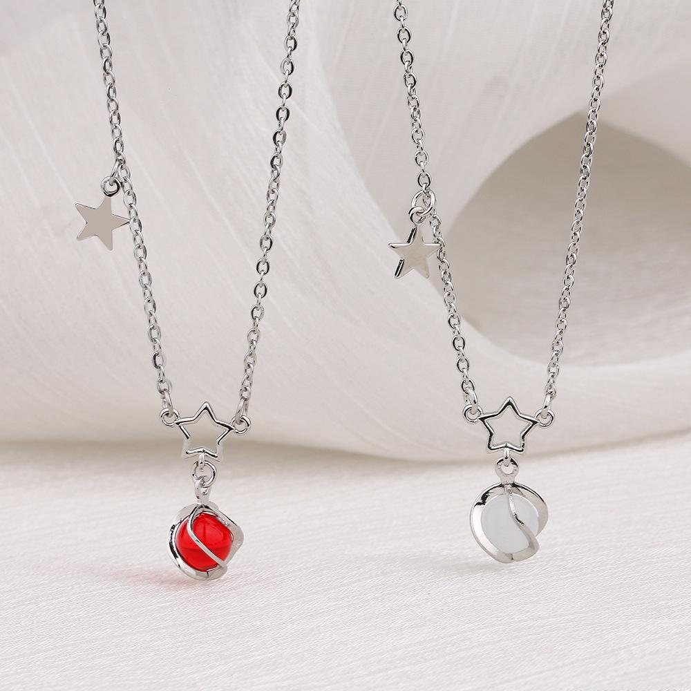 Trendy Design Opal Star Necklace Female Slim Planet Collarbone Chain Pendant