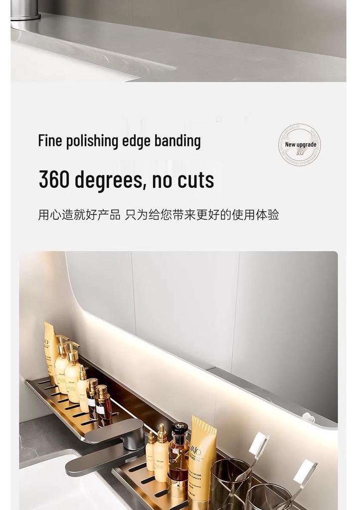 No-Drill Wall-Mounted Bathroom Shelf for Mirror, Faucet, and Vanity