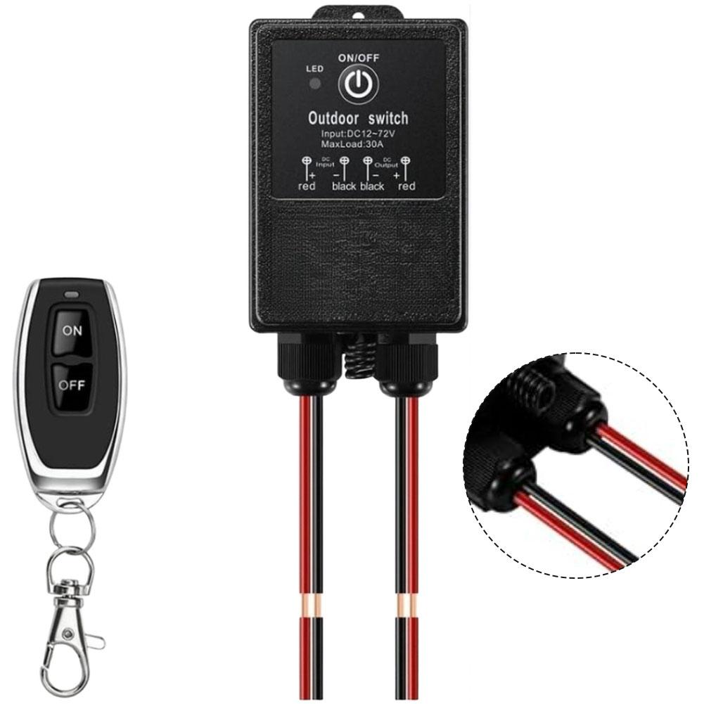 12V Wireless Remote Control Relay Switch with Long Range RF Signal and IP65 Waterproof for Motor Fans and Lights
