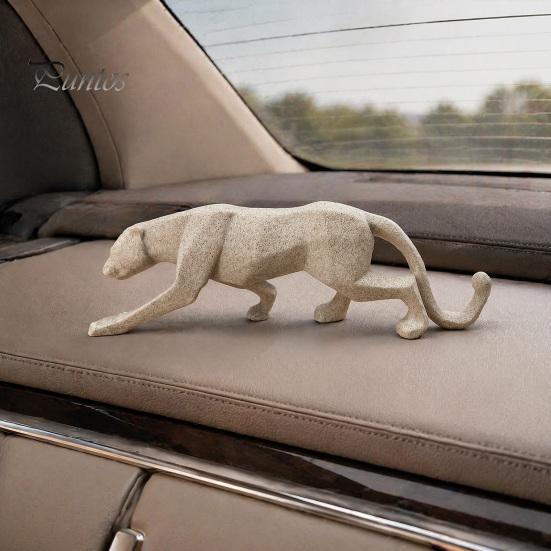 Artistic Animal Figurine 3D Geometric Cheetah Ornament, Durable PLA Modern Minimalist Sculpture, Office Desk Accessories Stone Texture Art Statue, for
