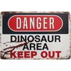 Blechschild Gefahr Dinosauriergebiet Zutritt verboten Vintage Metallschild mit Warntext Rustikales Wanddekor für Garage Bar Man Cave Büro   R