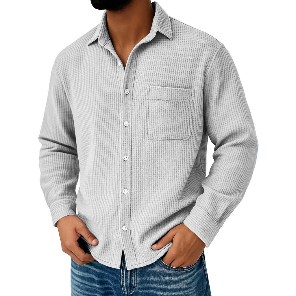 Men's  Trend  Fashion  Leisure  Versatile  Flip Collar  Long Sleeves  Shirt