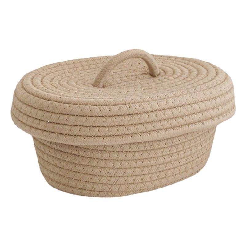 Woven Baskets Cotton Knitting Basket With Lid Small Basket Grey Baskets Desktop Sundries Cosmetics Toys Storage Basket