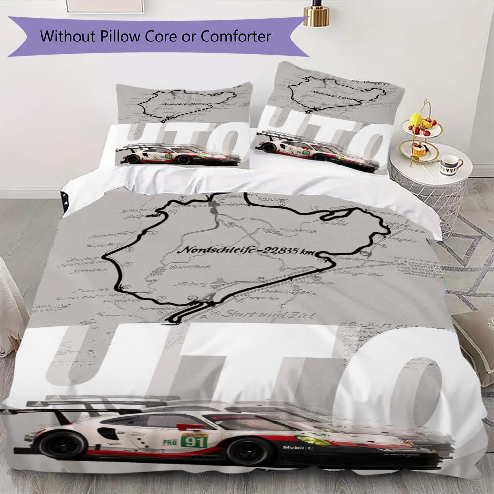 Nürburgring Muster Bettwäsche Steppset Bettbezug Kissenbezug Heimdekoration Geburtstagsgeschenk (1 Bettbezug + 2 Kissenbezüge (ohne Füllung)) 135x200cm