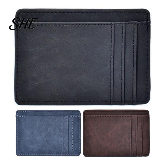 Slim Professional Card Case for Business Holder Men, Minimalist Credit with ID Window, Simple Solid Color Wallet Men Multiple Slots, Pocket Cards Bank