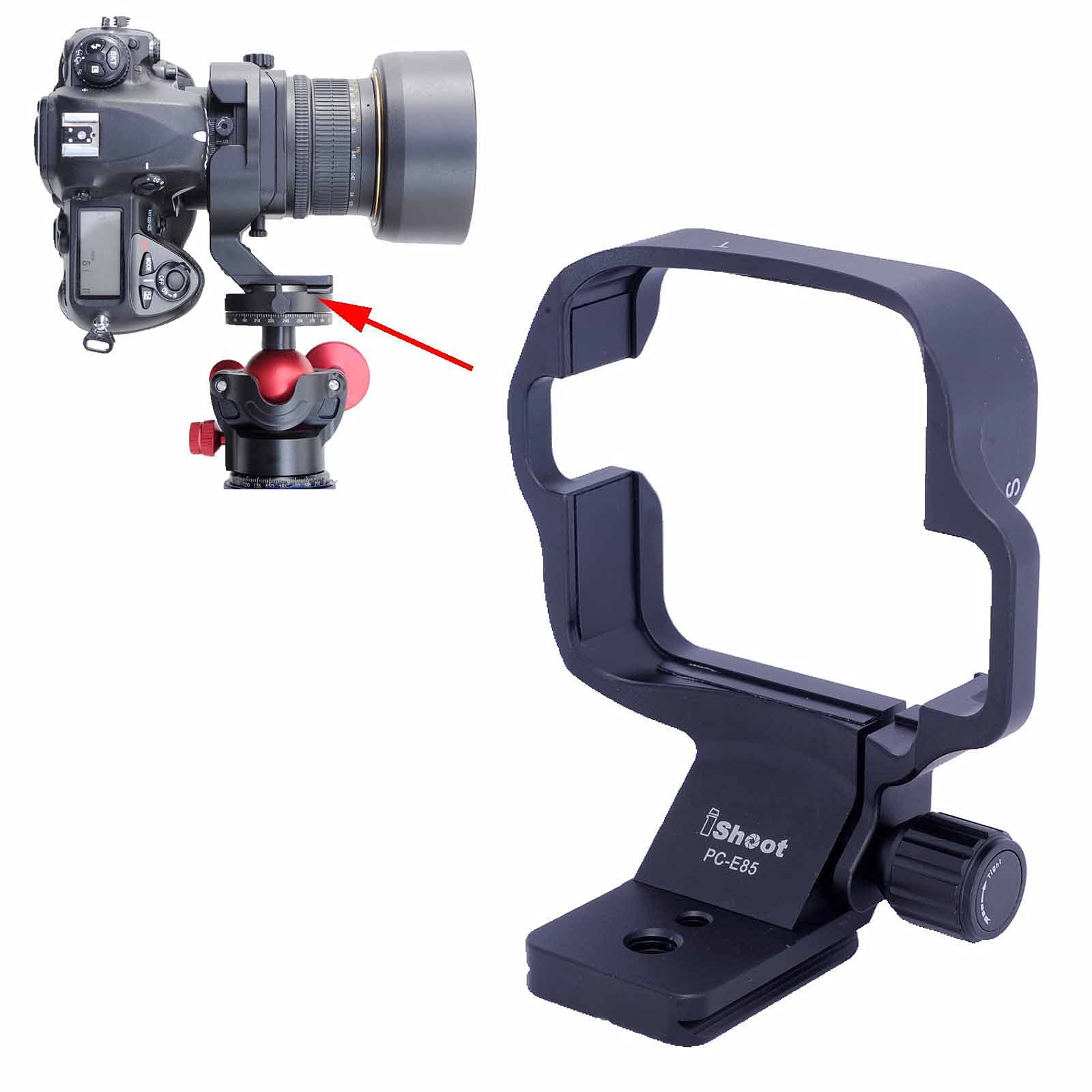 

iShoot Tripod Collar Specially Designed for the Nikon Micro NIKKOR 85mm Includes Lens Support Tripod Mount and 46mm Quick Release Compatible with and чорний