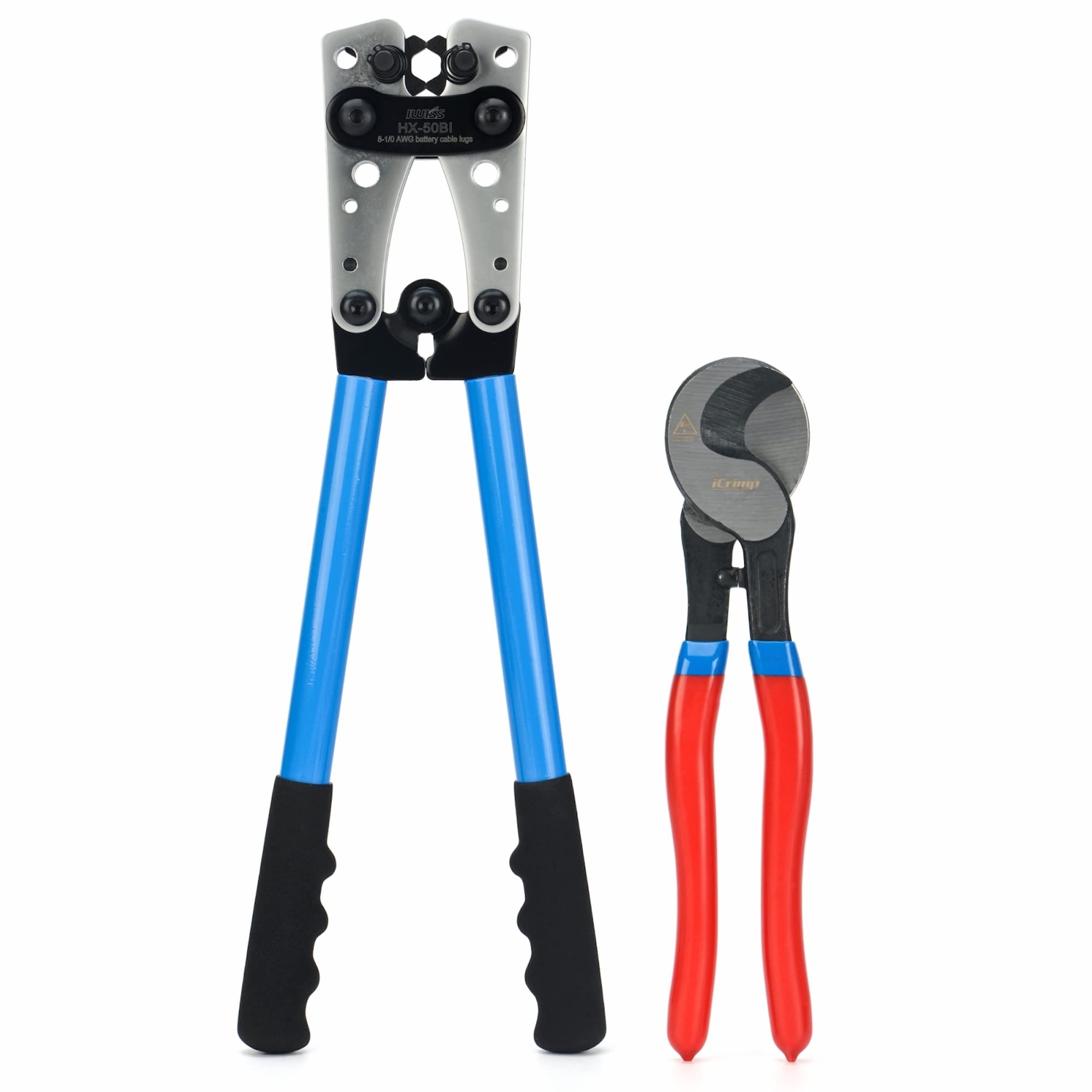 

IWISS Compression Crimping Tool with Handy Cable Compatible with HX-50BI Terminal, C-Type, Cutter, 5.5-60sq. синий