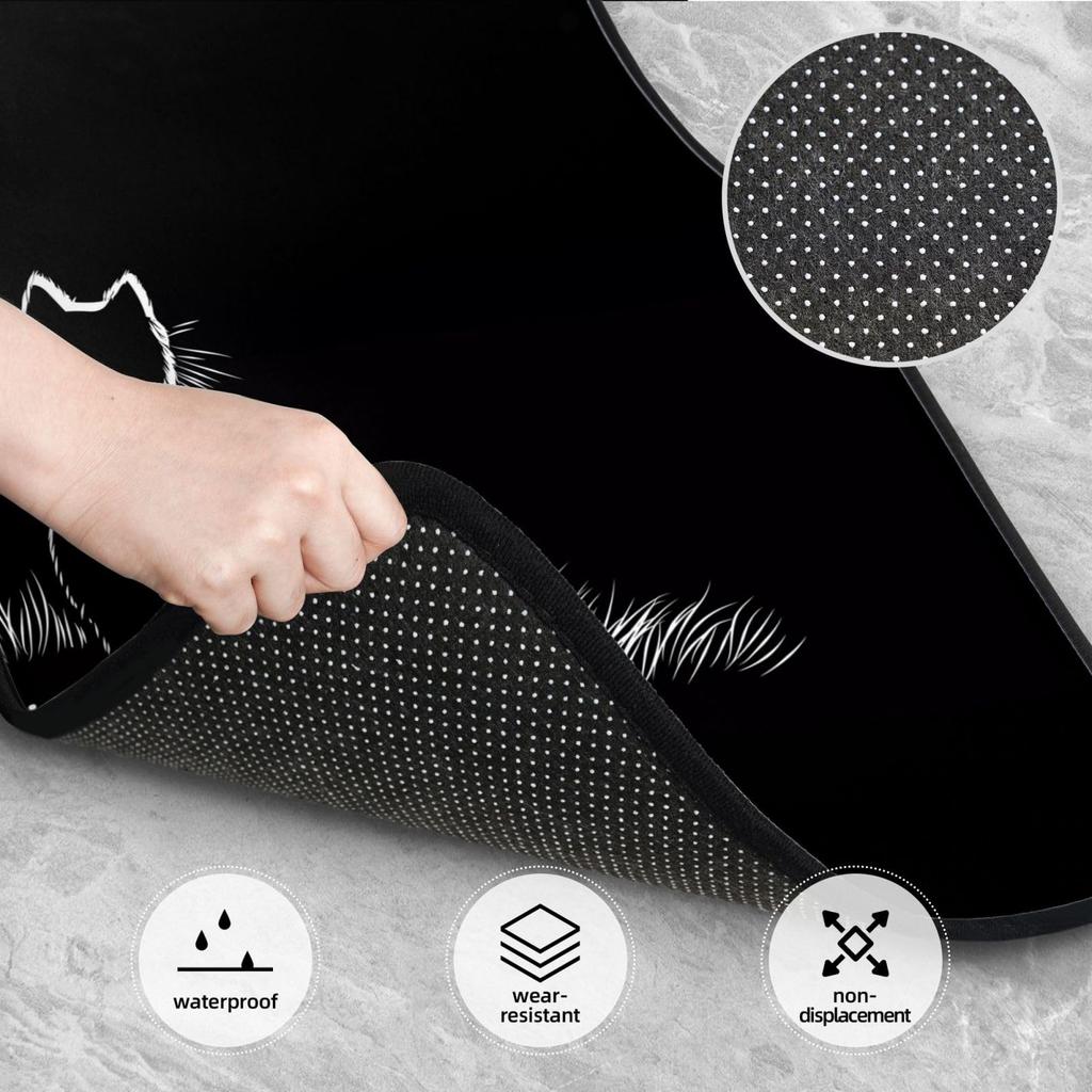 Asamike Light Car Floor Set of Black Cat Car Floor Mats for 2 Front and 2 Fully Easy Suitable for All Seasons Mats, 4, Pattern, Light/Standard Cars,