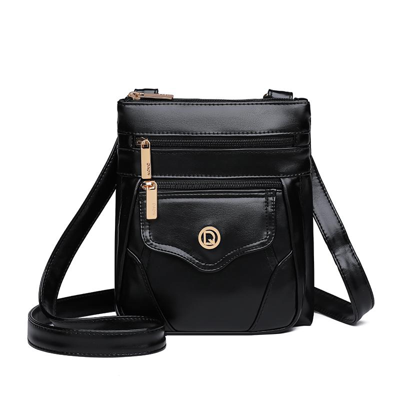 

Сумка для мобильного телефона Женская ретро мягкая кожаная сумка через плечо Однотонная сумка-кроссбоди Кошелек для монет чёрный