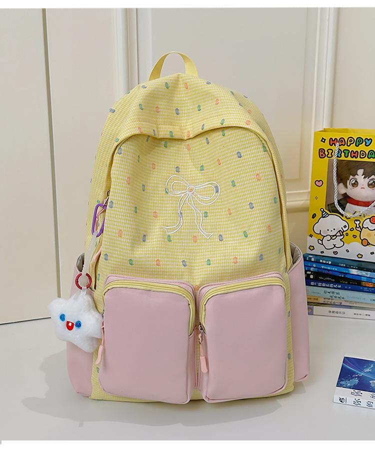 School Bag Summer New School Bag Women's Japanese Ins Small Fresh Cute Girl Heart Bow College Wind Travel Backpack