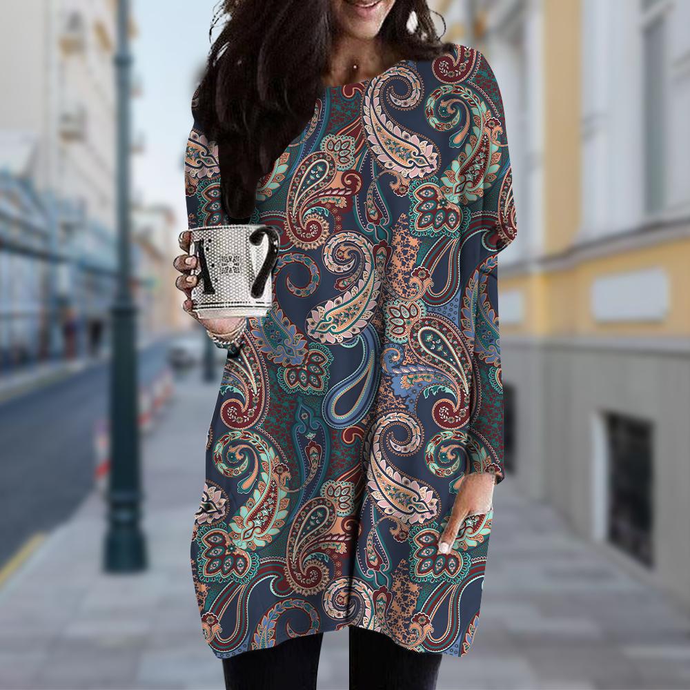 

Жіноча сіра сукня з круглим вирізом із блочним принтом, весна-осінь, велика сукня з кишенями 8XL дубильна кора