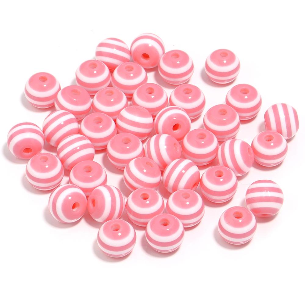 50-100pcs/lot 6 8 10 12mm Resin Round Beads Colored Stripes Spaced Beads For DIY Craft Bracelet Phone Chains Making Accessories