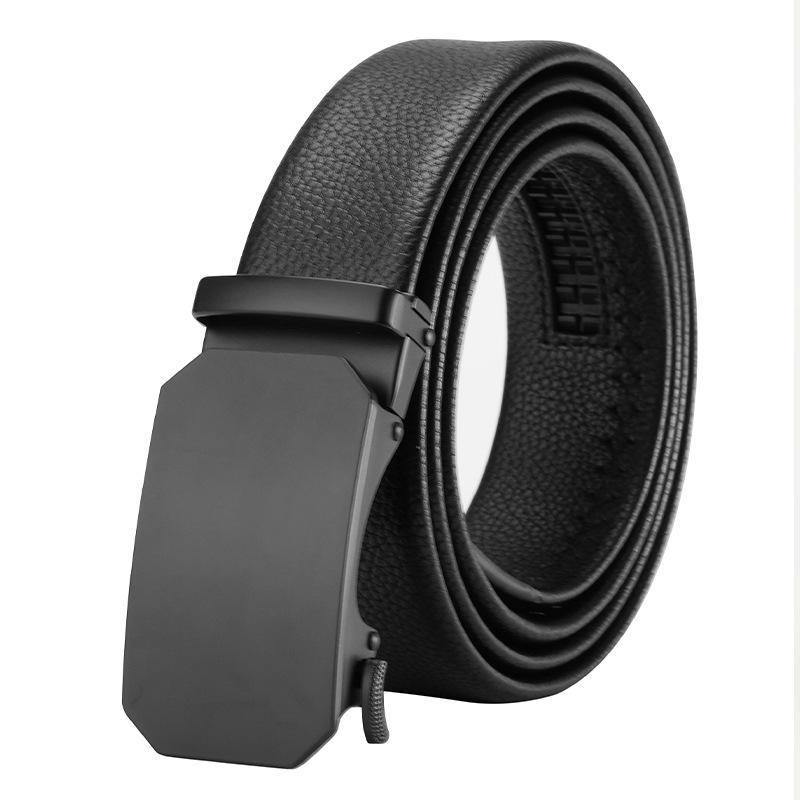Men's Belt Genuine Leather Automatic Buckle Business Cowhide Belt Male Middle Aged and Young Versatile Simple Casual Trouser Belt for Men