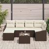7 Piece Brown Poly Rattan Sofa Set with Cushions