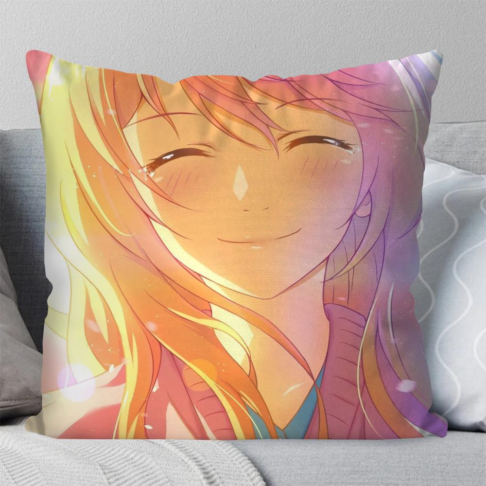 

1pc Kawori Miyazono Animation Your Lie In April Pillow Case Square Pillow Bedroom Sofa LeisureCarLivingRoomHome Decoration 40X40 16x16Inch