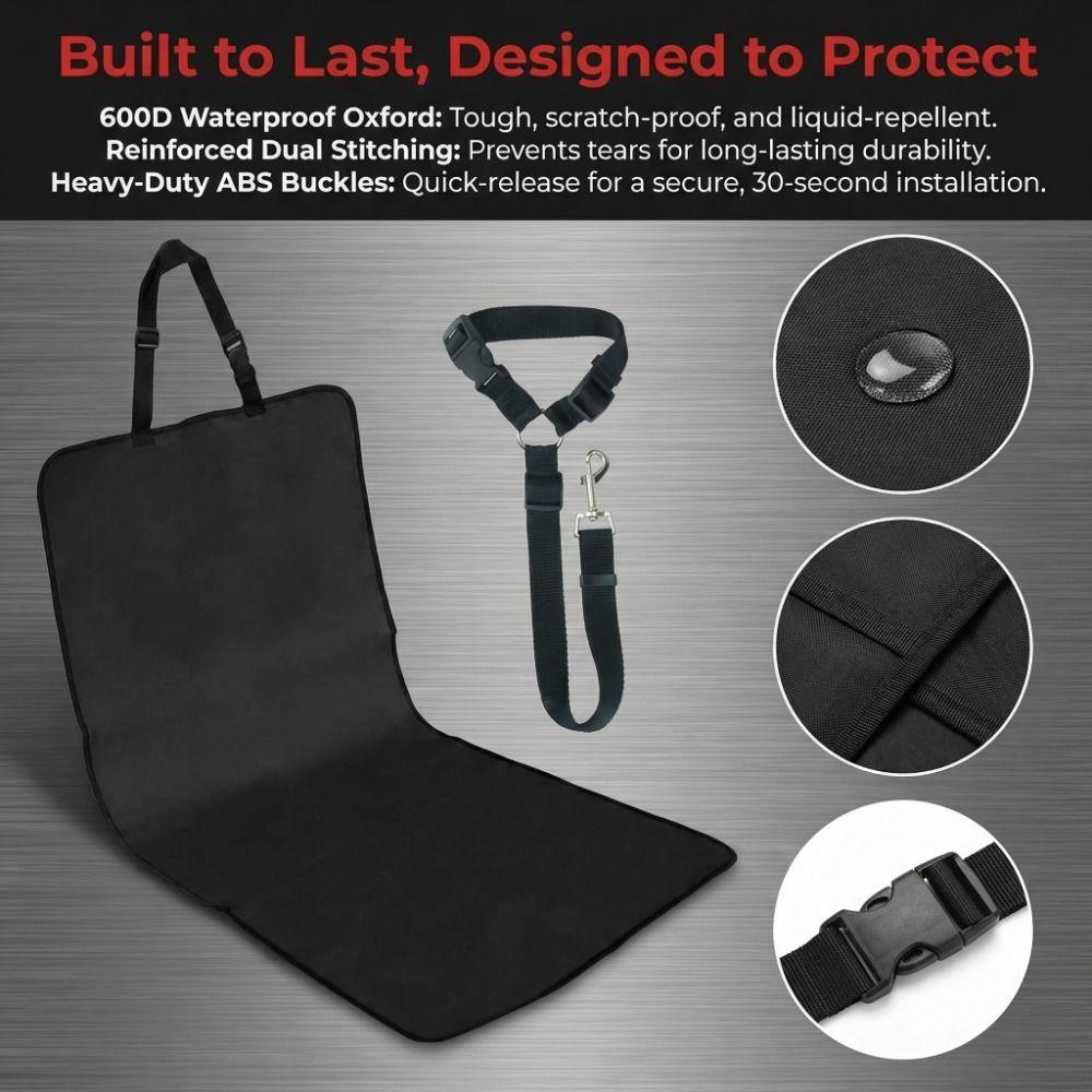 Waterproof Pet Car Travel Set Adjustable Secure Restraint Leash Carrying Rear Seat Cover  Vet Visit