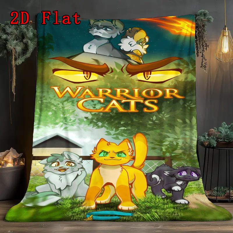 Manta de Flanela com Padrão Plano 2D do Filme Warrior Cats Alta Qualidade Para Todas as Estações Calor e Conforto Perfeita para Presentes de Natal.P260914576