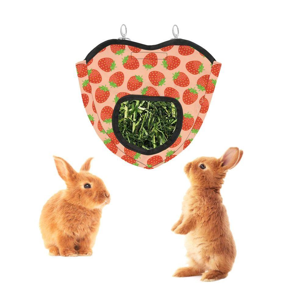 Hanging Heart-Shape Hay Bag Cute Feeding Dispenser Container Rabbit Feeding Bag  Hamster