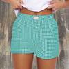Shorts für Damen Teenager-Mädchen Elastischer Bund zum Überziehen Rot Blau Kariert Shorts Outfit Lässig Lounge Sommer-Shorts