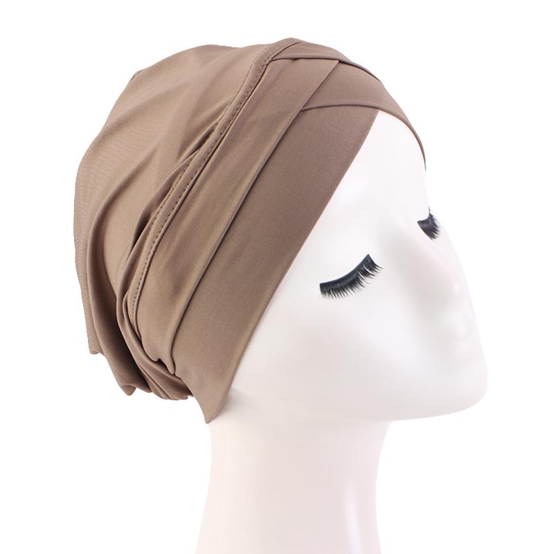 New Women cross muslim hijab inner hat Islamic UnderScarf Arab Wrap Chemo Bandana Muslim Scarf Hijab Bonnet Cap Indian Hat
