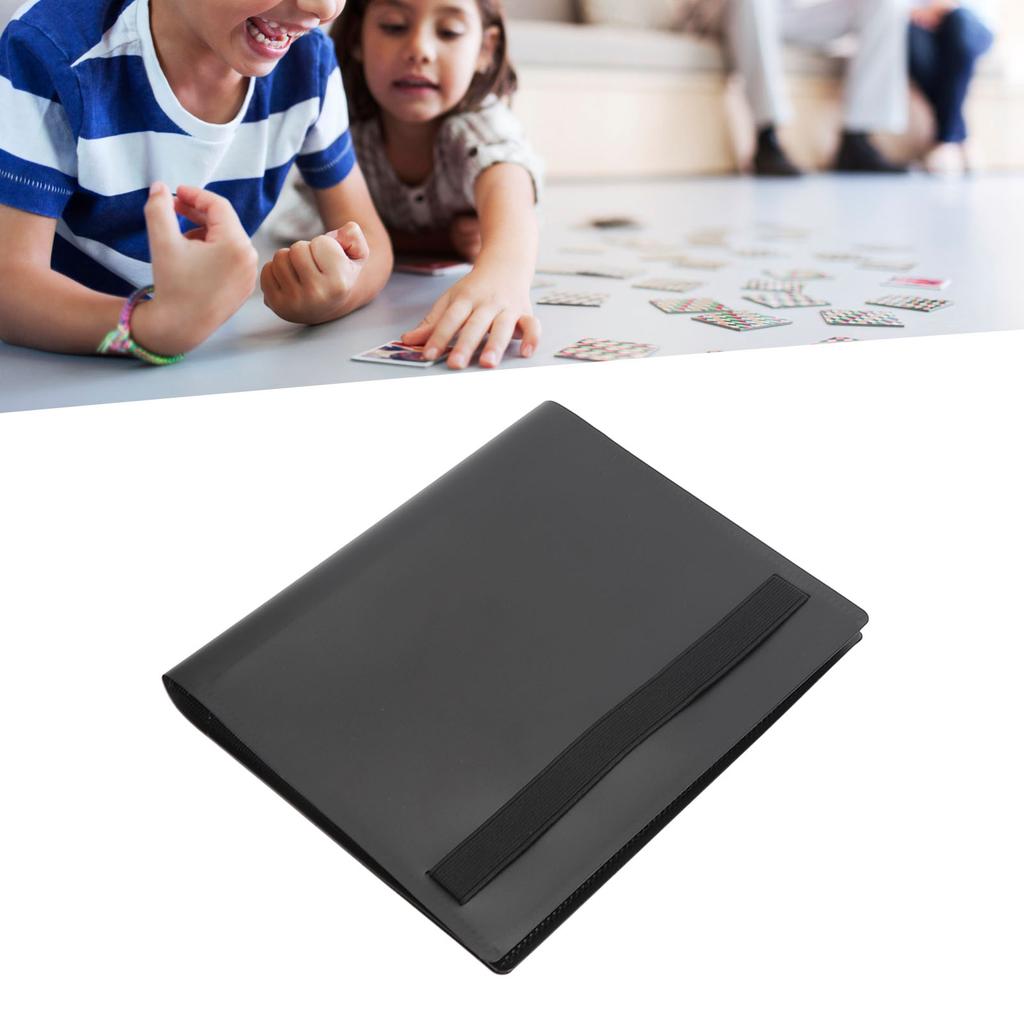 Card Album Folder 4 Pocket 20 Pages Collectible Black Strap 160 Card Capacity Collection Album Holder