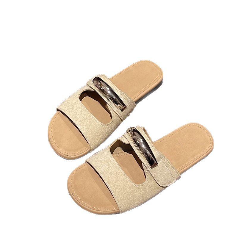 Spring and summer women's 2025 new Korean sweet and versatile baotou summer soft bottom casual one-word non-slip slippers