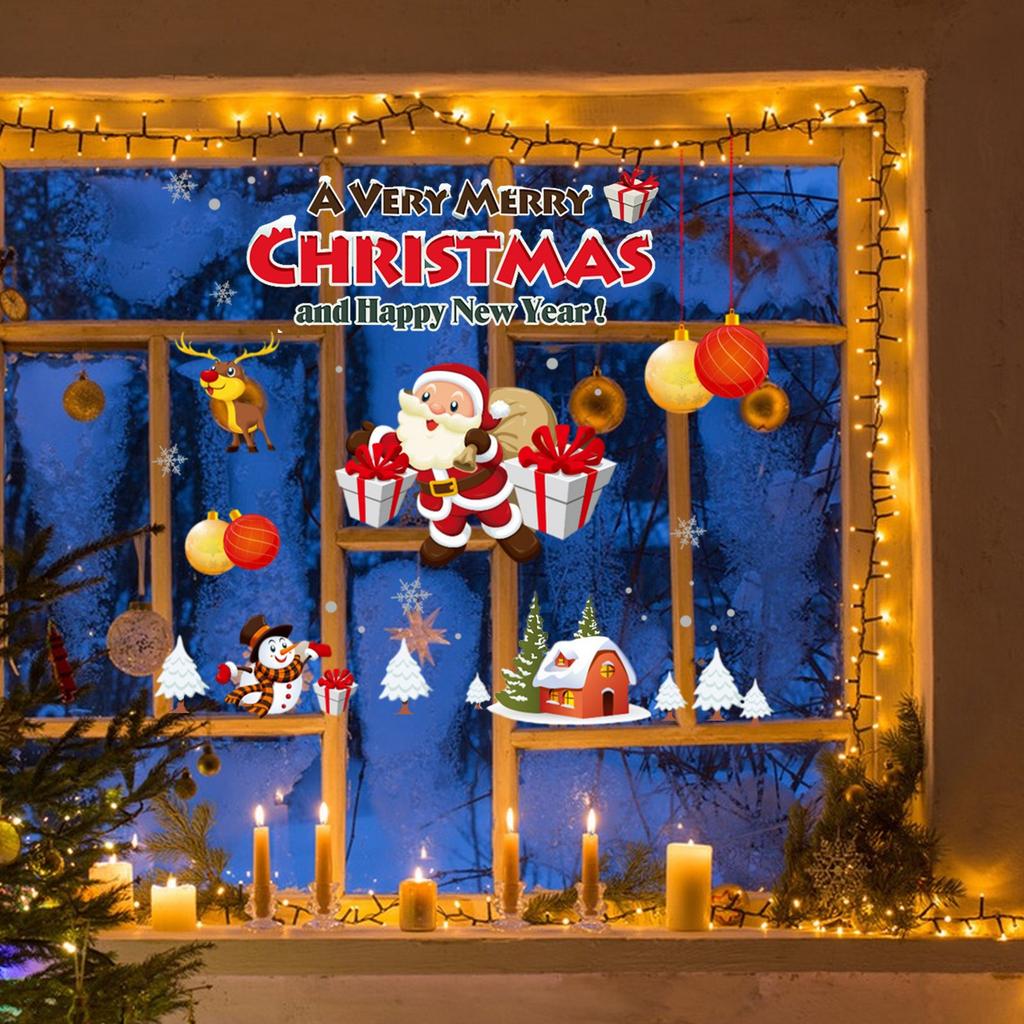 Window Stickers, Snowflakes, Glitter Christmas Decoration Window Stickers, Static Christmas Window Stickers(1PC)