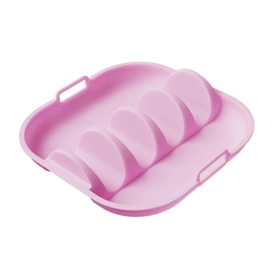 Silicone Taco Holder Reusable Taco Plates with 4 Dividers And Handle Dishwasher Microwave Oven Safe Taco Serving Tray