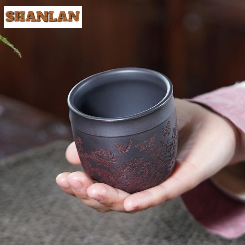 210ml Yixing Zisha Butterfly Flying Teacup Retro Tea Bowl Water Jug Tea-tasting Fragrance Cup Jianzhan Master Cup For Tea craft