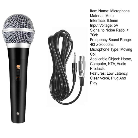 1 Set Audio Microphone Highly Sensitivity Vocal Music Plug And Play Low Latency Dynamic Stage Show High Fidelity Intelligent