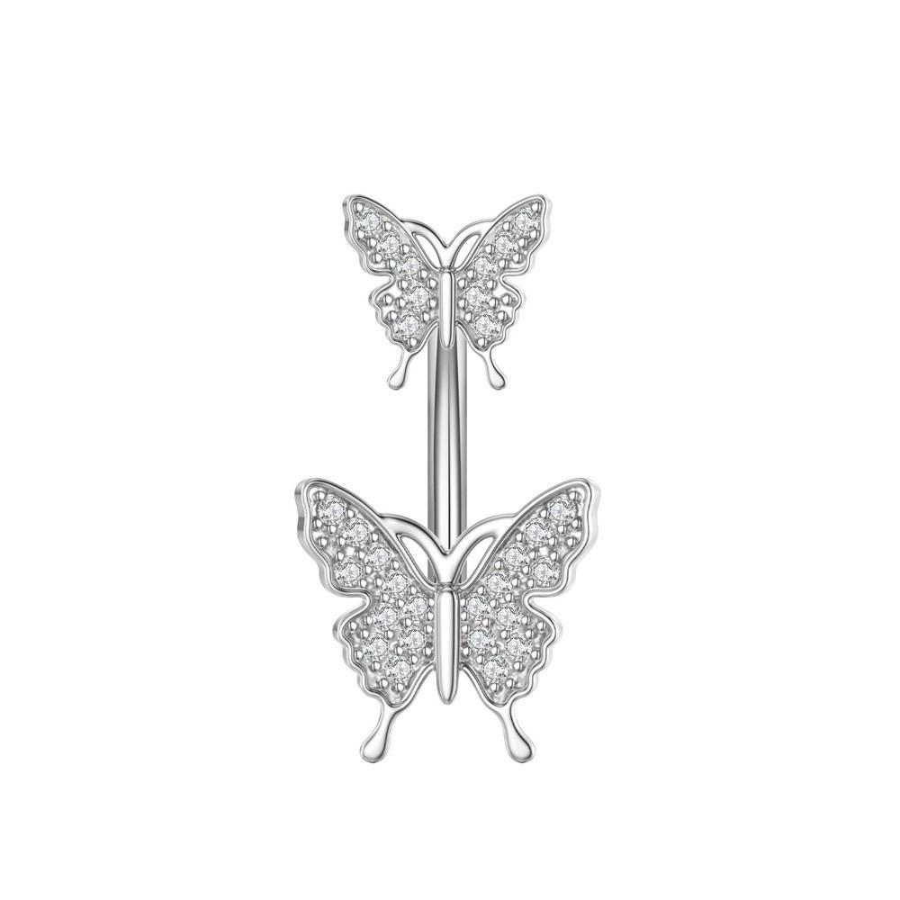 Flower Zircon Navel Ring Butterfly Heart Belly Button Ring Fashion Body Piercing Jewelry  Gift